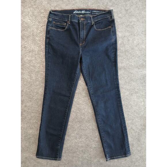 Eddie Bauer Jeans Slightly Curvy High Rise Slim Straight Stretch SZ 14P 23817440 - Picture 1 of 10